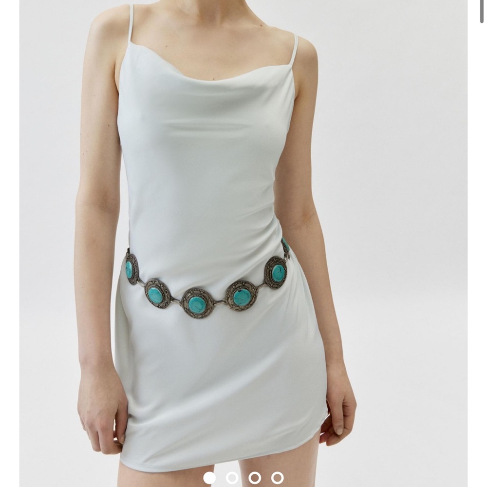 Urban Outfitters Mallory Cowl Neck Slip Dress in White Sz L Wedding 90s Vacation